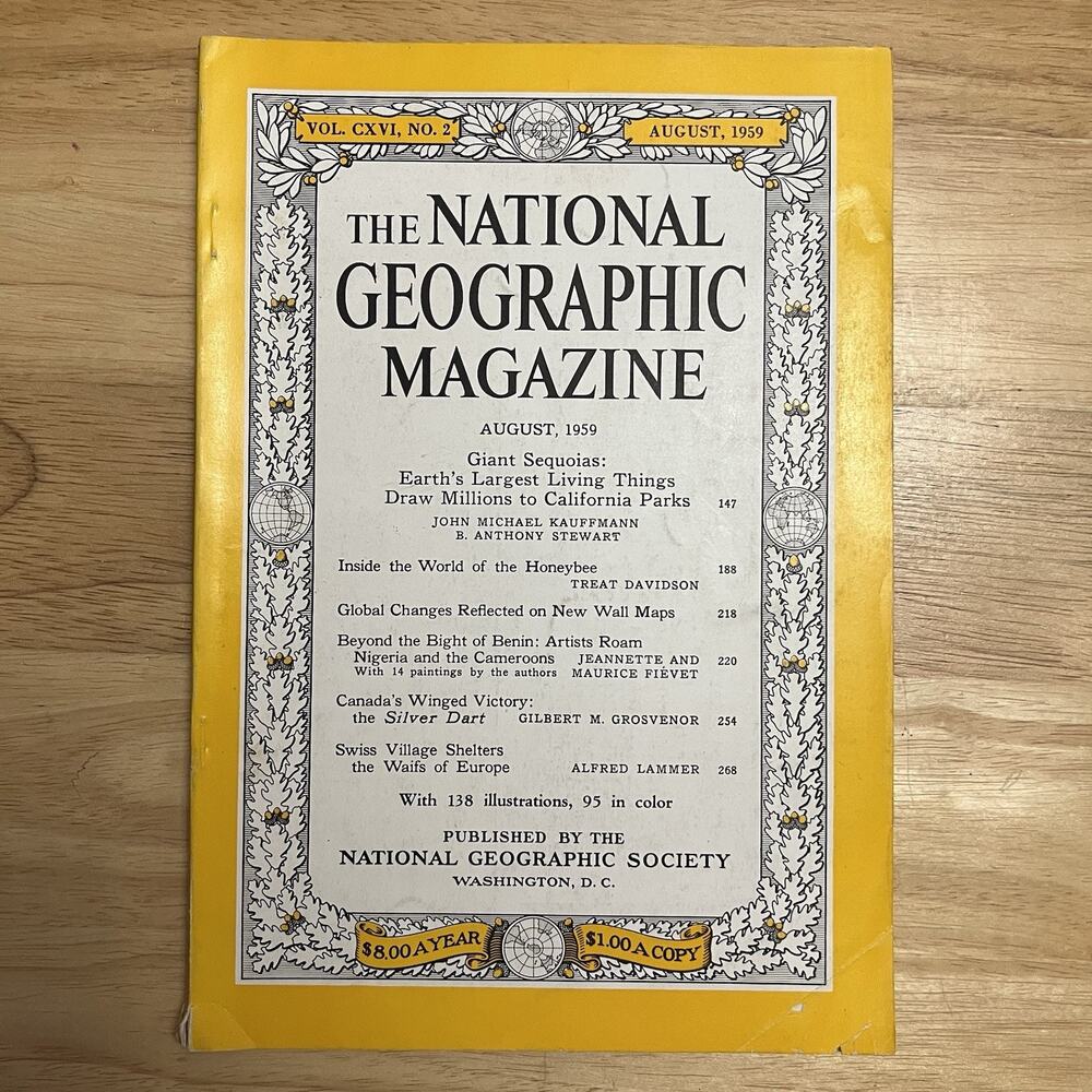 Vintage National Geographic August 1959 Sequoias Honeybees Nigeria Cameroons
